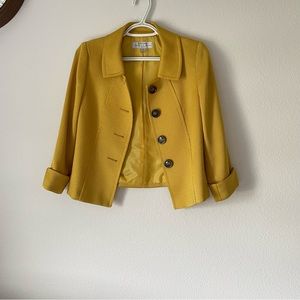 Tahari Arthur S Levine size 0 Yellow Blazer Jacket 3/4 sleeve